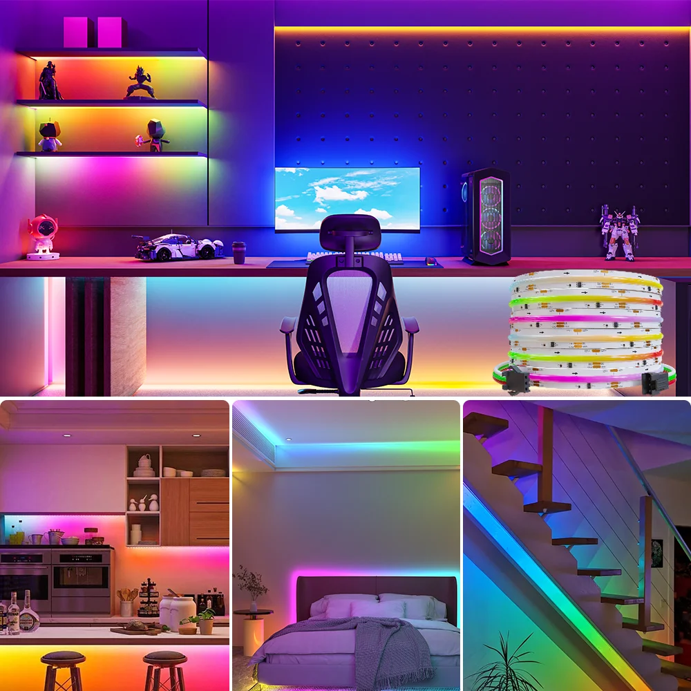 WS2811 RGBIC COB LED Strip Pixel Addressable Full Dream Color DC 12V 24V Flexible 720LEDs/m Smart Led Tape Lights for Room Decor