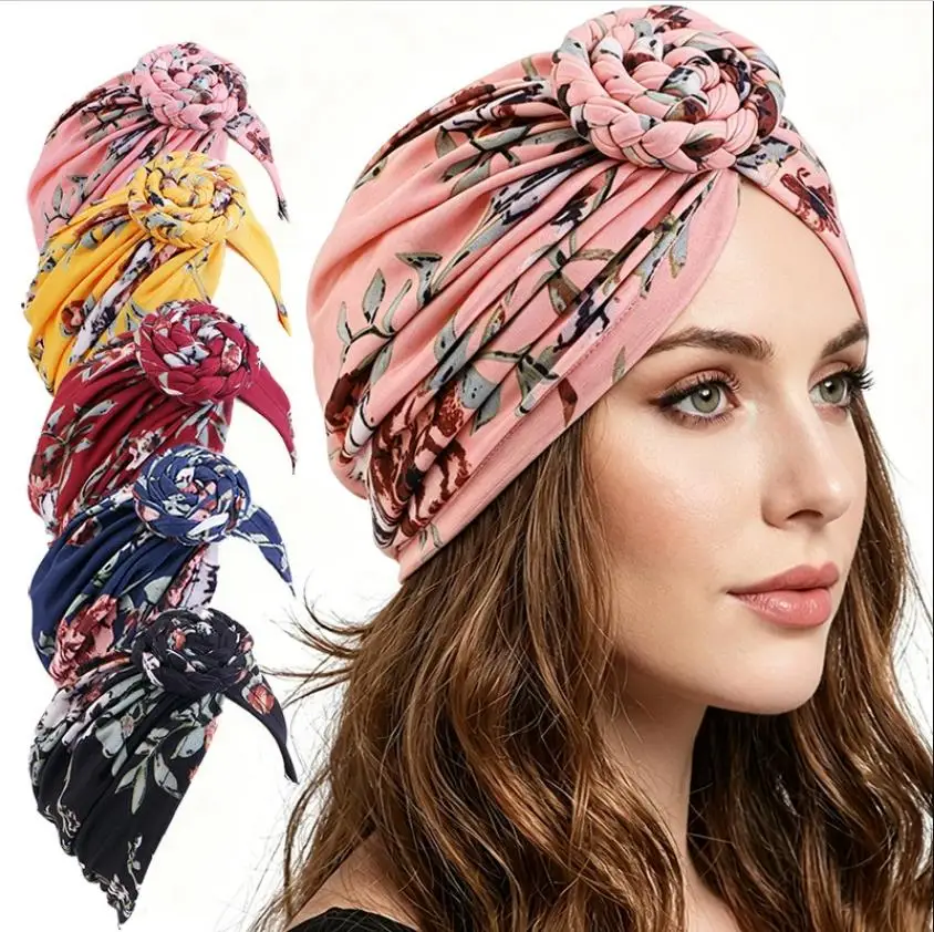 3 Pcs/Lot Print Muslim Women Turban Bonnet African Head Wraps Headscarf Beanies Female Turbante Mujer Hair Accessories
