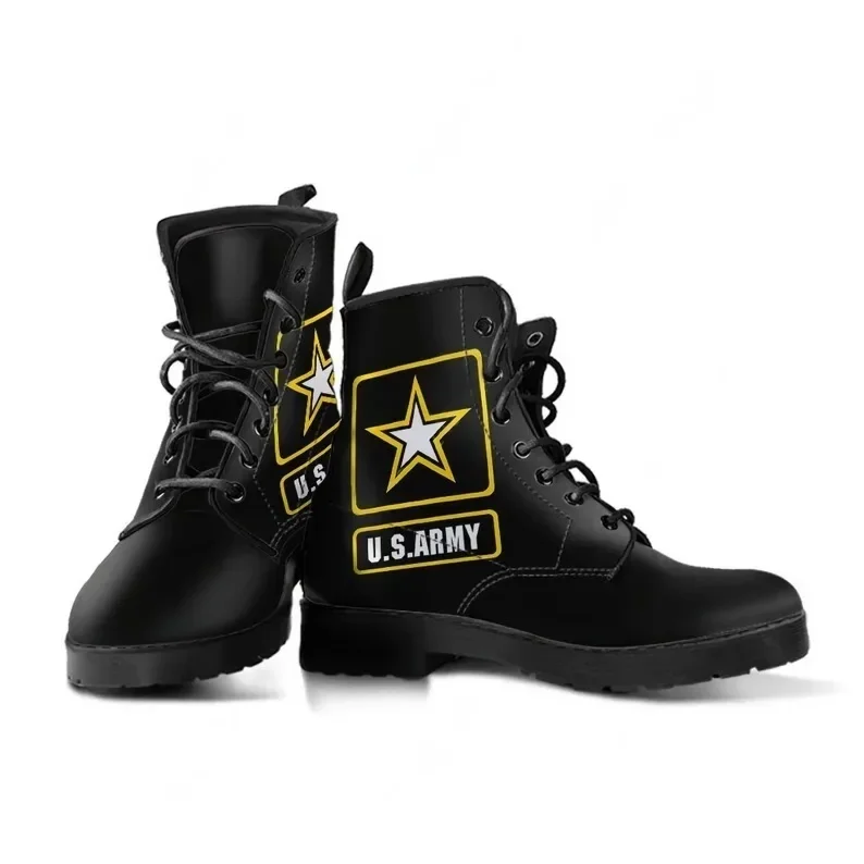 

US Army Leather Boots, Handcrafted Custom Print, Men's Women's Winter Boots