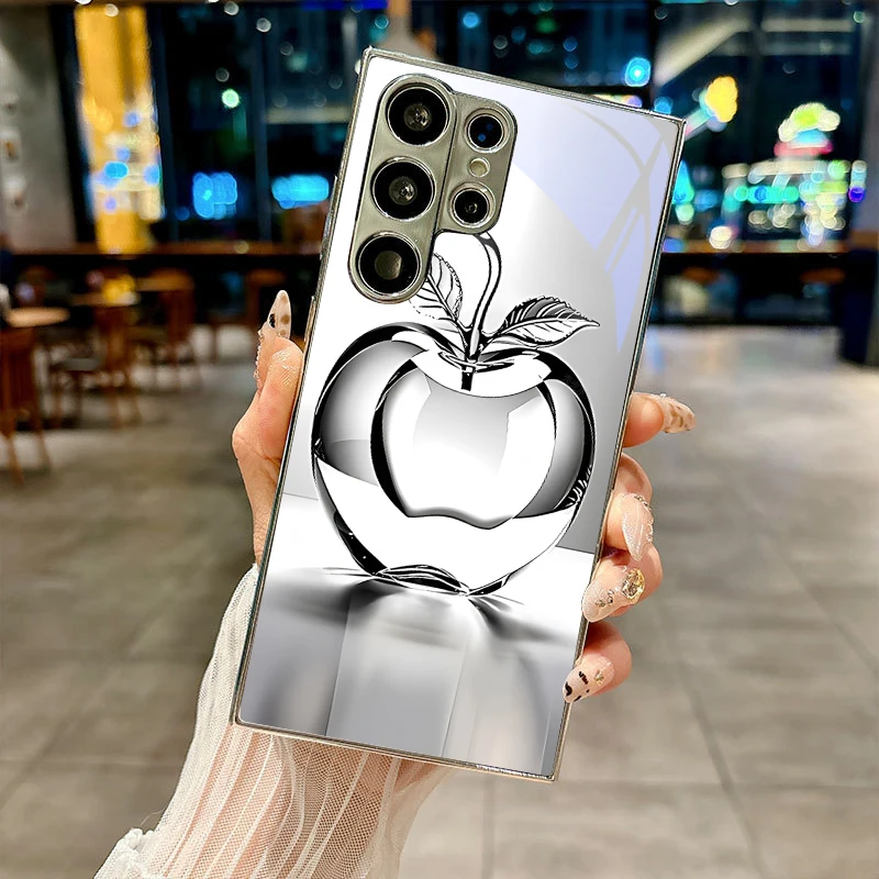 Transparent fruit Silver Phone Case For Samsung A30s/A31/A32/A34/A36/A37/A50/A51/A52/A53/A54/A55/A56/A57/A71/A72/A73 Glass Cover