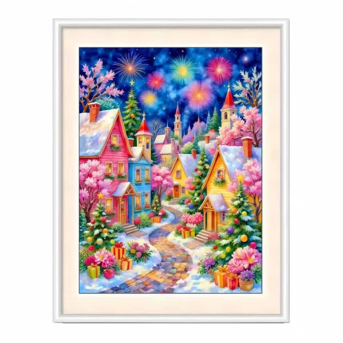 

9ct 60x80cm Christmas Town Embroidery DIY Chinese Style Printed Kits Cross Stitch Needlework Set Home Decor Crafts 37 Colors