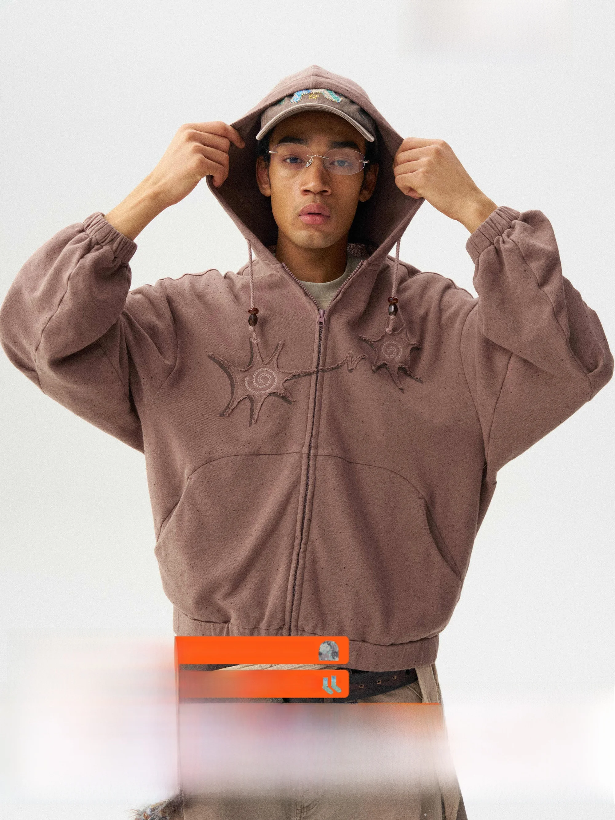 

Monterest Vintage Loose Fit Hoodie Soft Texture Crescent Shape Printed Sweatshirt Youth Casual Autumn Winter Fashion Streetwear