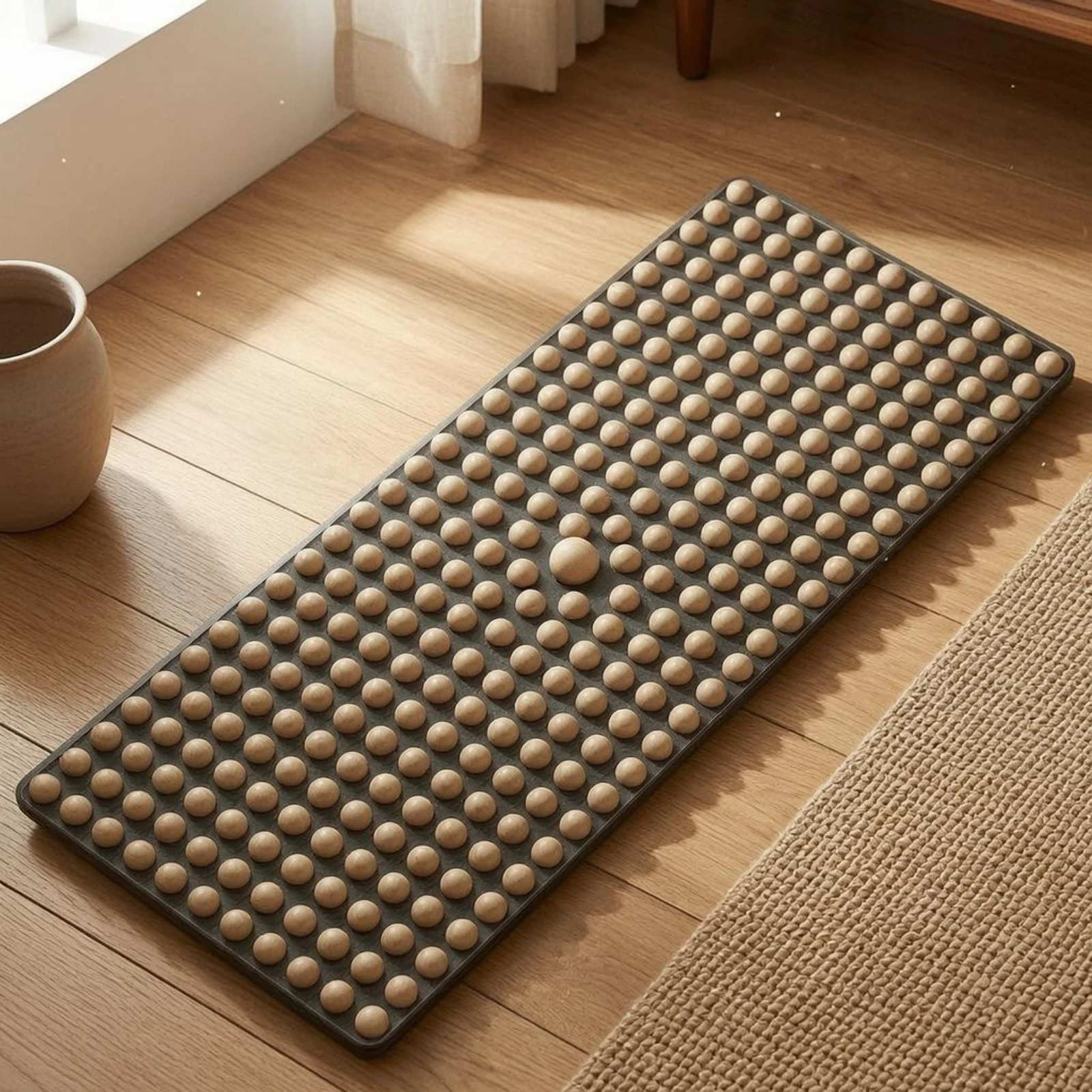 

Wooden Reflexology Mat Textured Wooden Foot Massage Mat Foot Massage Board Flat