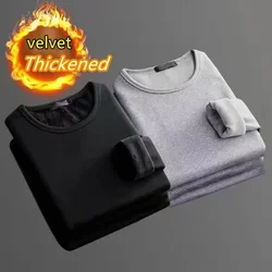 Winter Thermal Underwear 2PC Velve Long-Sleeved T-Shirt Men Fleece Sport Top Thickened Thermo Clothing Comfortable Warm Top