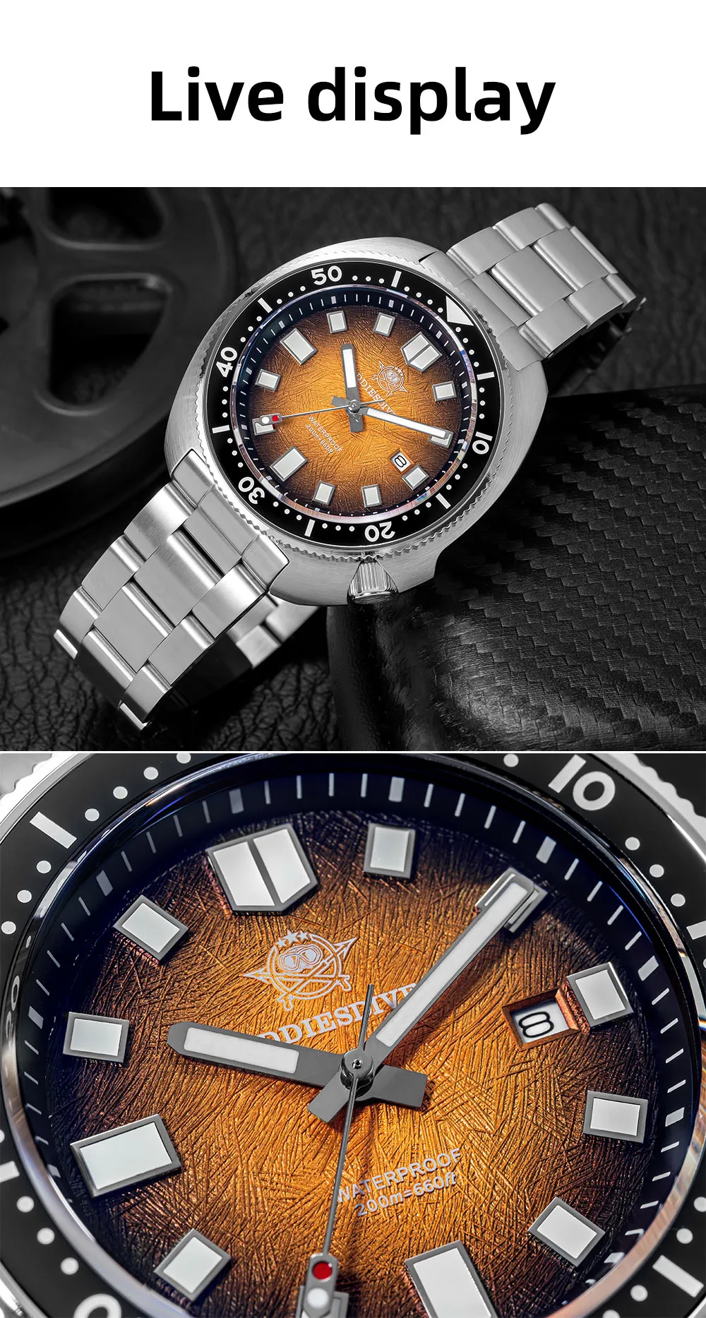 ADDIESDIVE Top Men‘s Abalone Shell Watch 20Bar Waterproof AD2511 Reloj Hombre BGW9 Super Luminous Sapphire Glass Quartz Watch