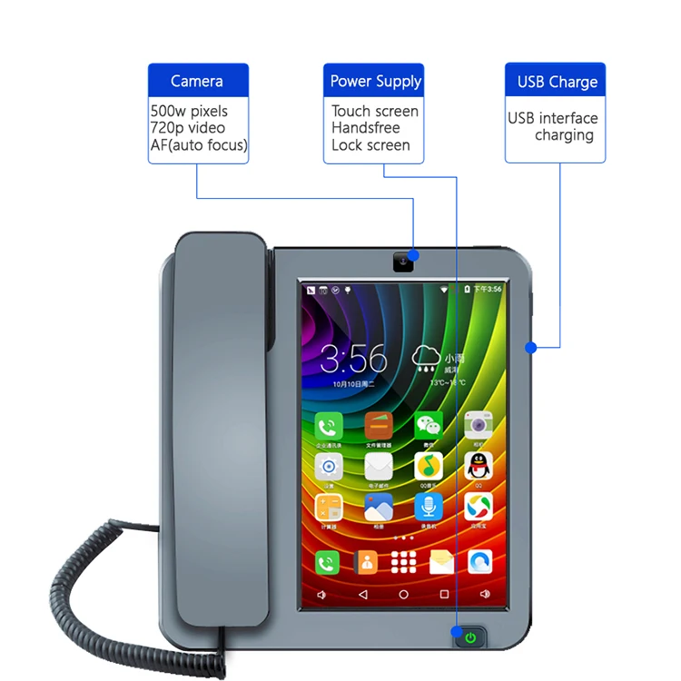 Smart KT8001 LTE 4G Fixed Wireless Landline Android 8.0 with Tablet Cordless 4G SIM Network Glob Videophone