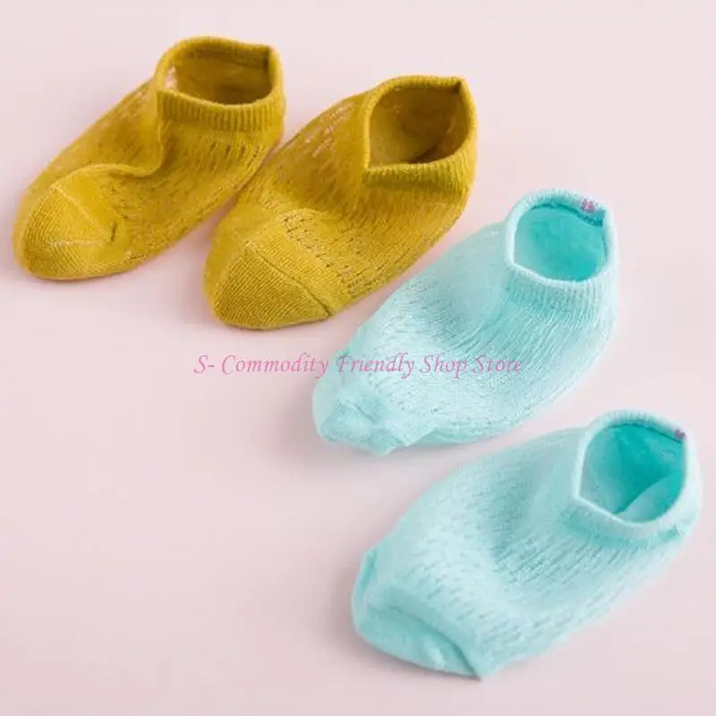85AE Summer Baby Short Ankle Socks Mesh Thin Cotton Unisex Color Hollow Toddler
