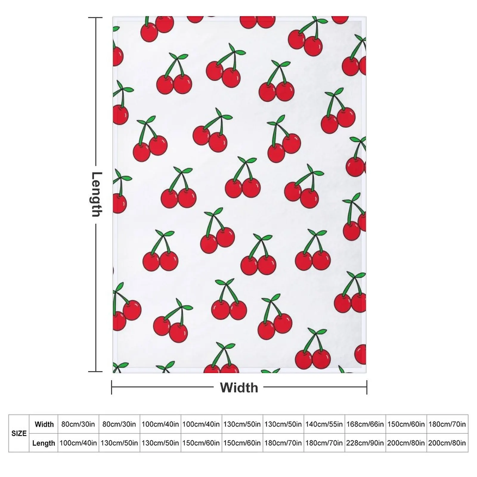 Cherries 1 (on white) Throw Blanket couch cozy soft plush fuzzy picnic outdoor blanket
