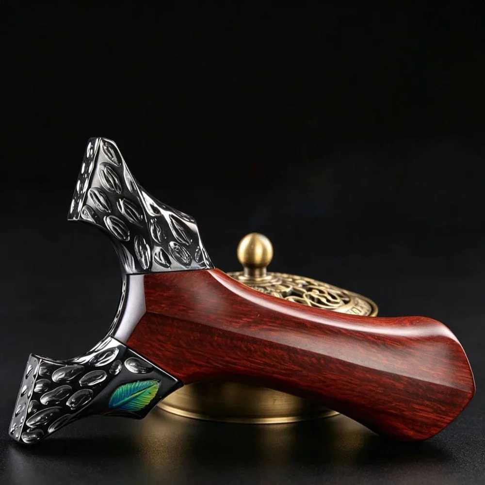 High Quality Recurved Wood Handle Dragon Tooth Slingshot TC21 Titanium Alloy Carved High-end Outdoor Practical Slingshot
