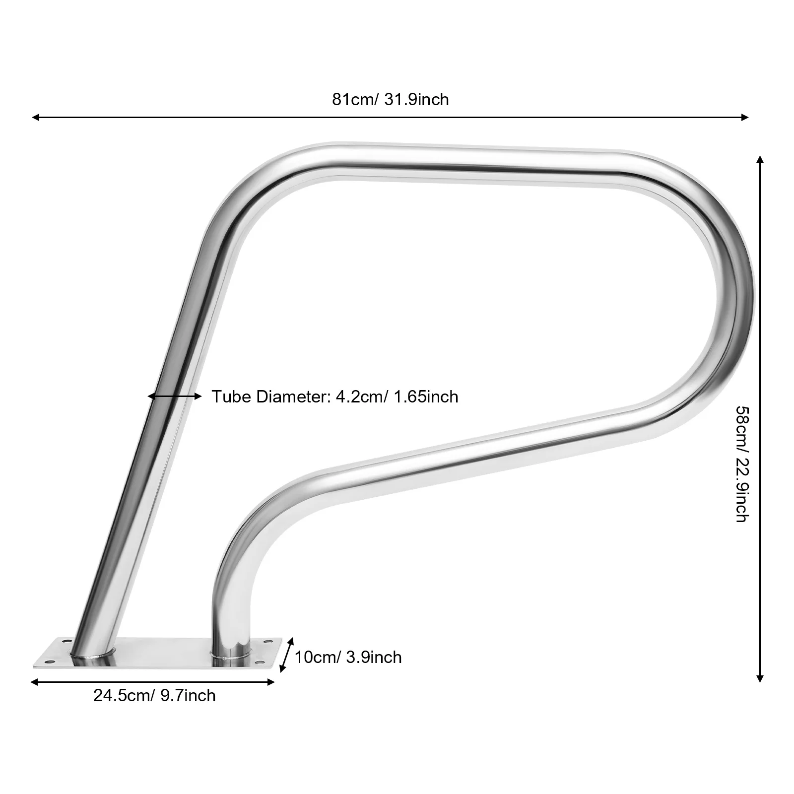 Stainless Steel Pool Rail Pool Railing 264.55 LBS Load Capacity Silver Rustproof Pool Handrail Humanized Swimming Pool