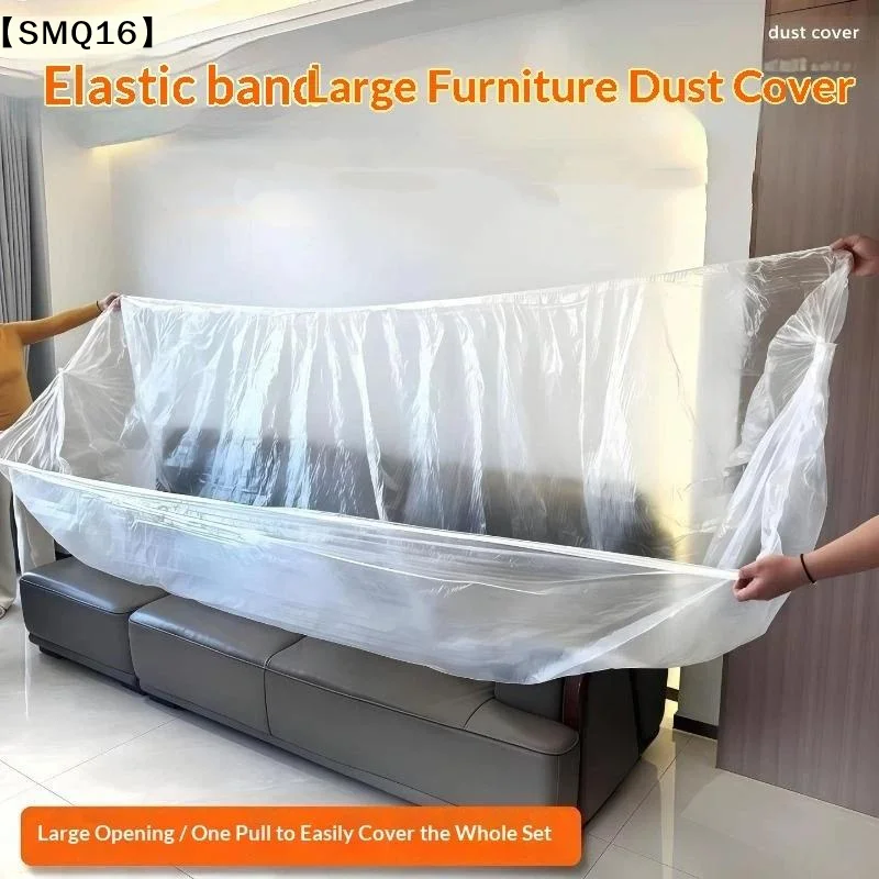 3Pcs Transparent Disposable Bed Dust Cover Waterproof Thick Plastic Furniture Elastic Edges Full Wrap Protector【SMQ】