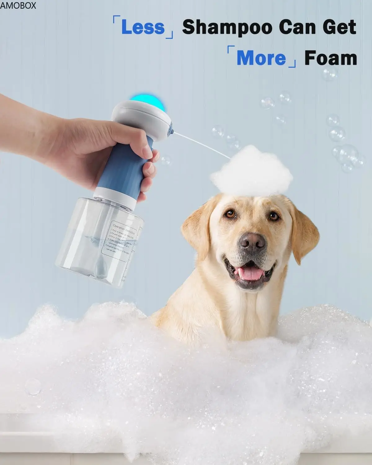 AMOBOX-Dog Bath Supplies,Electric Shower Foam Machine,Soap Dispenser, Magnetic Charging, Shampoo Frother, Waterproof, Upgrade