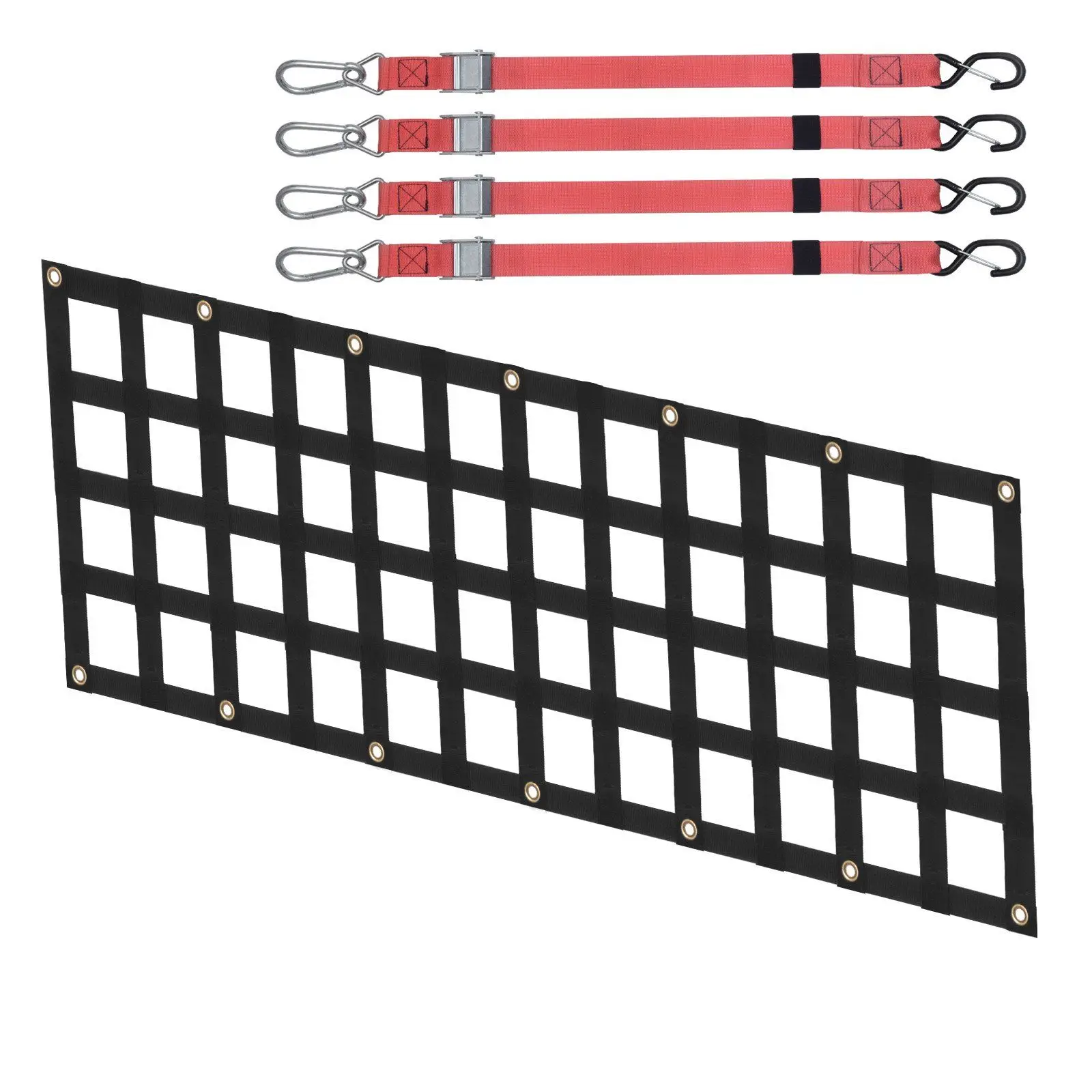 

All Season 54x18" Tailgate Net 1500lb Max Load with 2.76" Mesh Hole 4 59" Anti-Slip Adjustable Straps Free Storage Bag