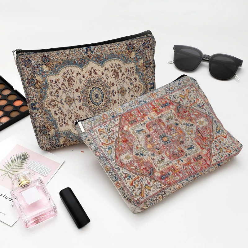

1pc Storage Bag Printed Cloth Bag Student Pencil Case Women Multifunctional Makeup Bag Travel Cosmetic Organizer