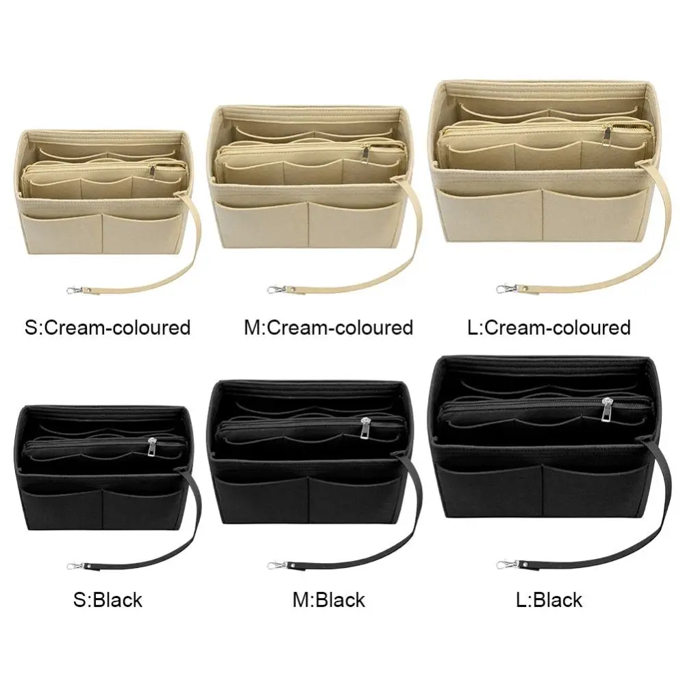 

Lightweight Handbag Insert Cosmetic Organizer Storage Bags Storage Pouch Zipper Solid Color Toiletry Container Make Up Bag