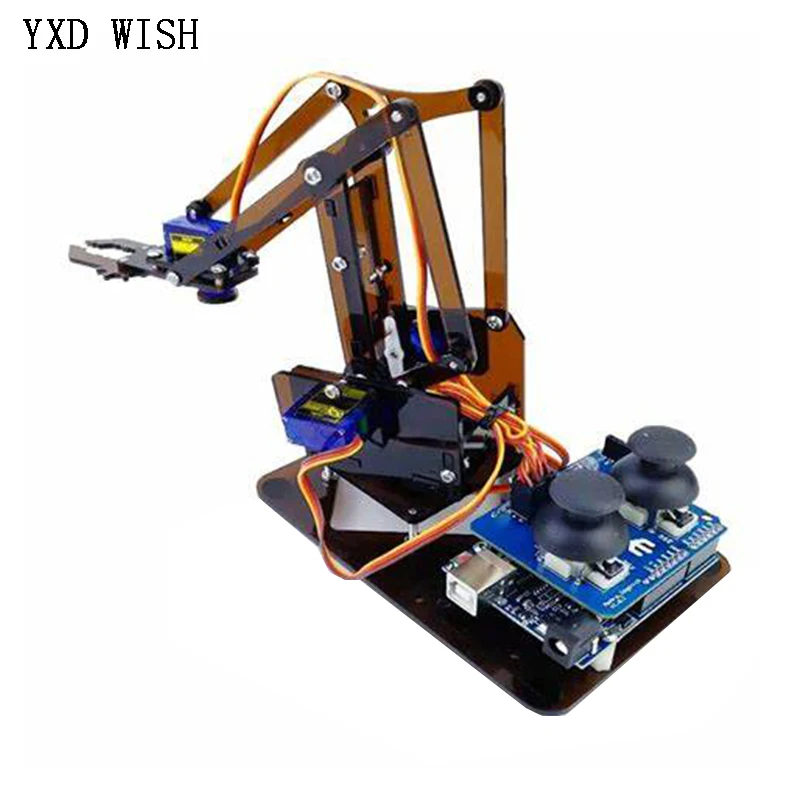 4 DOF Unassembly Acrylic Mechanical Arm Robot Manipulator Claw for Arduino Maker Learning DIY Kit For Robot