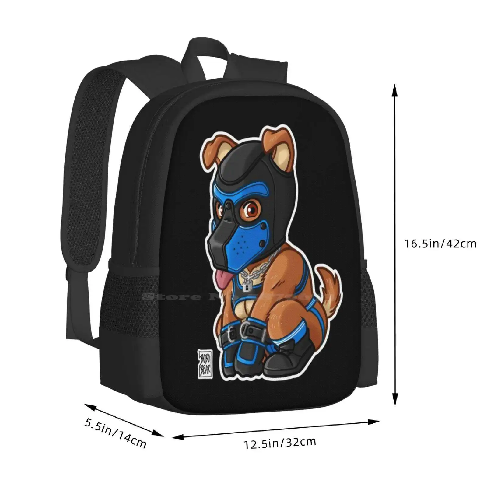 Playful Puppy - Blue Mask - Bearzoo Series Backpack For Student School Laptop Travel Bag Bobobearart Bobo Bear Bear Weekend Otte