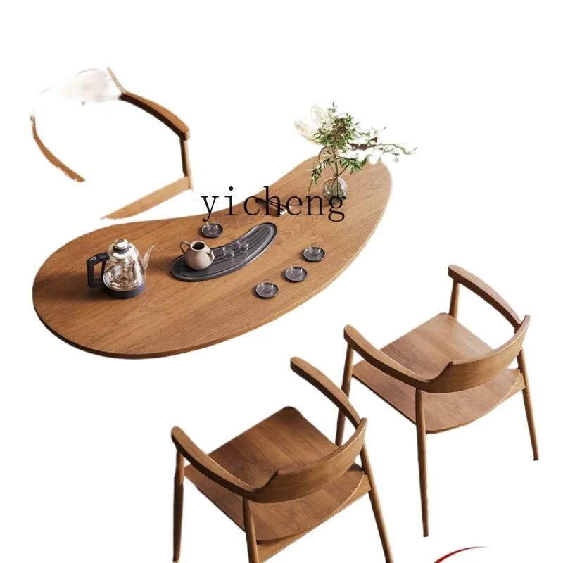 

XL solid wood acrylic tea table and chair combination balcony household small tea table small apartment living room