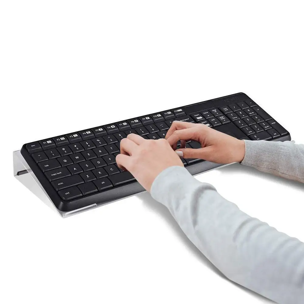 Transparent Acrylic Stand with Black Anti Slip Strips Strong Capacity Keyboard Tray Platform Holder Mini Stand for Desk