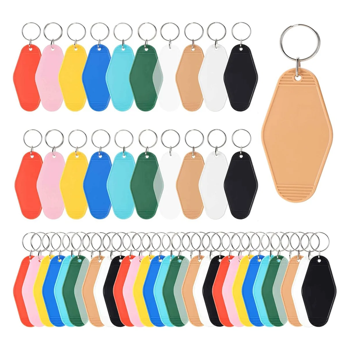 50pcs Blank Motel Keychain Bulk with Key Rings,Hotel Keychains Key Tag for Vinyl DIY Crafts Keychain and Luggage Tag C