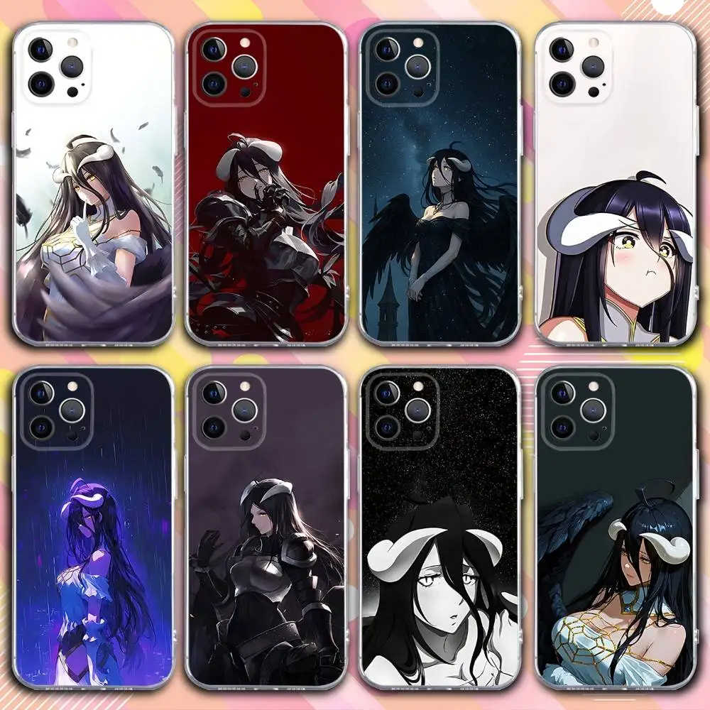 Funda de teléfono O-Overlord Anime A-Albedo para iPhone 17,16,15,14,13,12,11 Pro,Max,Plus,X,XS,XR,SE4,E Mini funda suave transparente