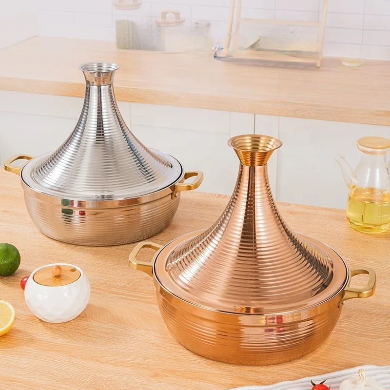 Stainless Steel Kitchenware Multifunctional Cooking Pot Induction Gas Bottom Non-stick Hot Pot Morocco Tarkin Pot