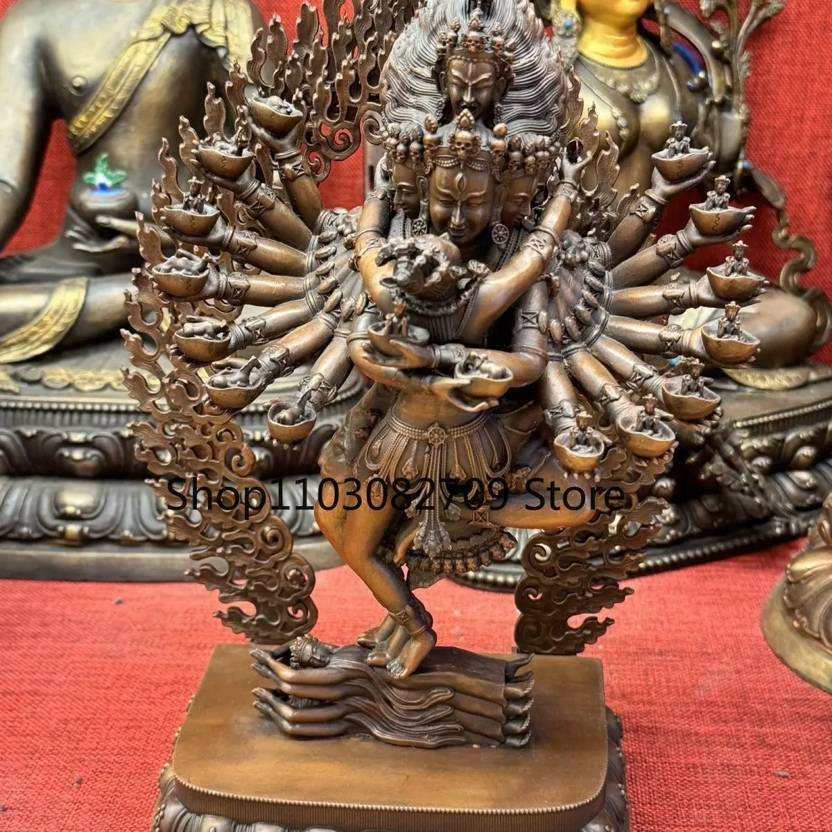 Auspicious Hi Vajra Tantra Pure Copper Copper Statue Buddhist Hall 26cm Devotion Ornament Tibetan Household Buddha Statue