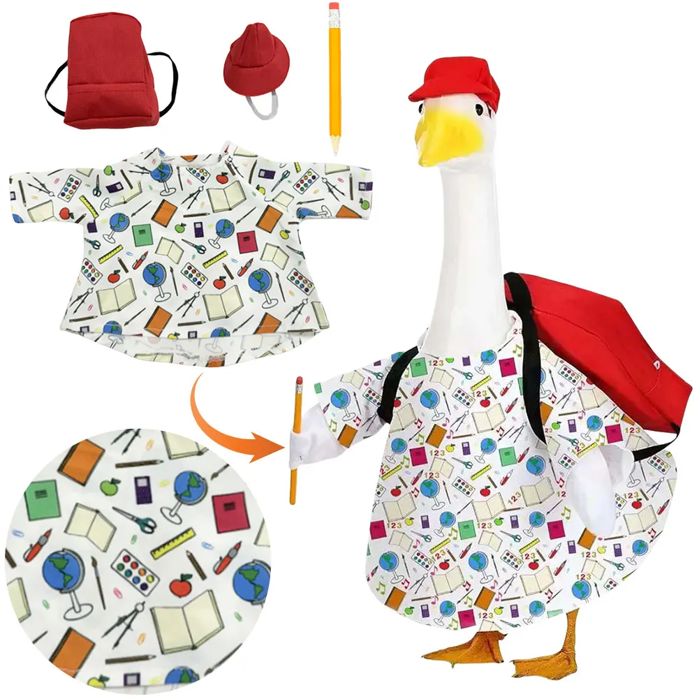 

Back To School Porch Goose Outfits with Schoolbag Cute Goose Costume Lawn Goose Clothing First Day of School Costume
