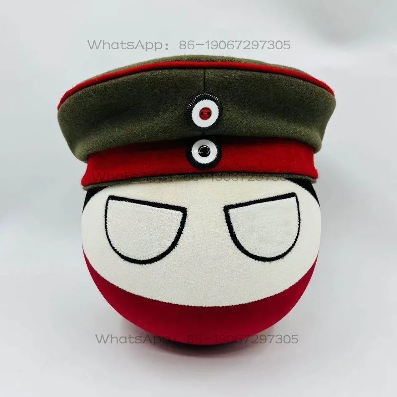 

German Two Balls, with Beanie Prussian Pointed Helmet, Polish Ball Comic-shaped Plush Doll