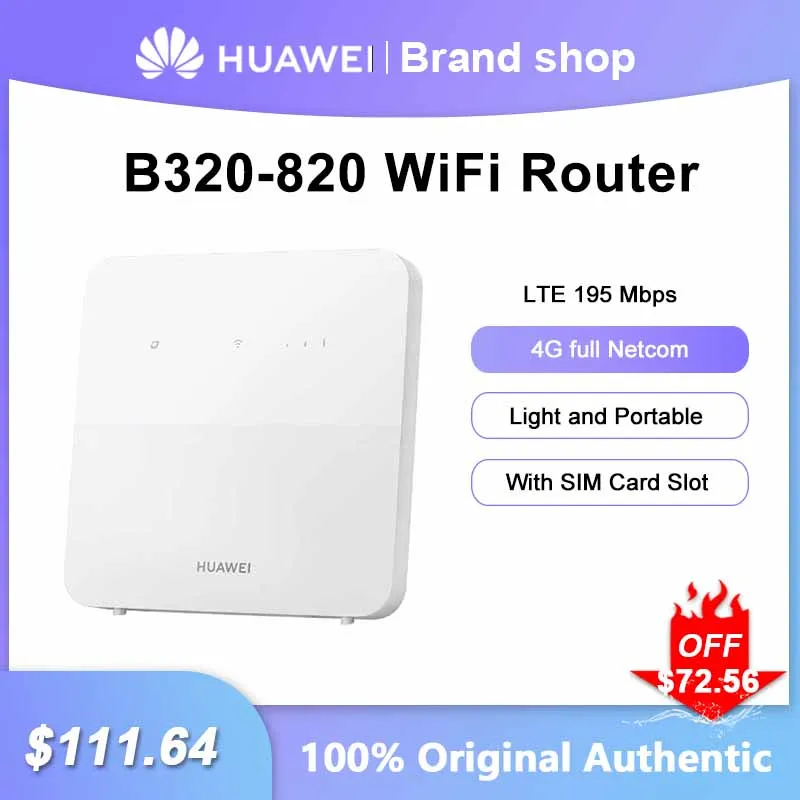 

HUAWEI Router 2 B320-820 WiFi Repeater 4G LTE 195 Mbps Wireless Signal Amplifier With Sim Card Slot Support up to 32 devices