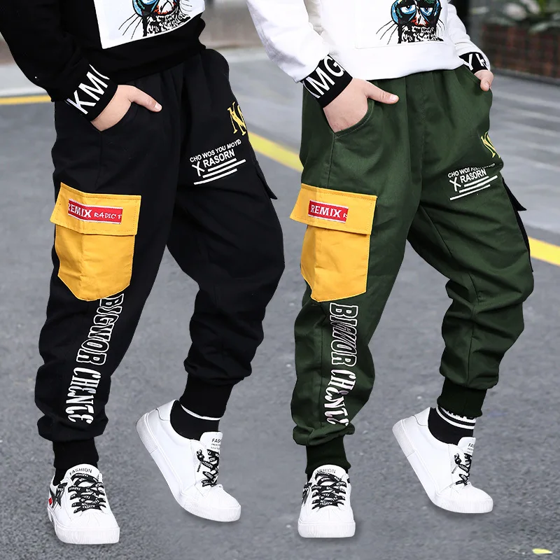 New Fashion Joggers Pants for Big Boy Cotton Spring Fall Teenage Cargo Pant Loose Children Kids Clothes Boys 6 8 10 12 16 Years