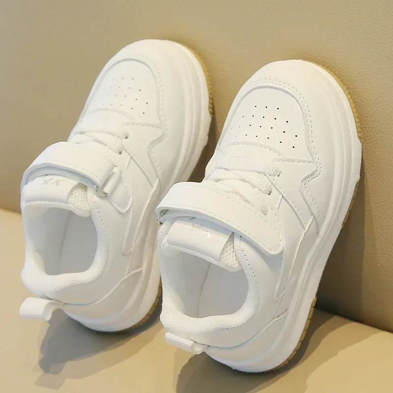 

Spring Autumn Small Whiteboard ShoesChildren Low Top sneaker Kid Sport Shoe Children Casual Soft-soled Shoes Velcro Solid Color