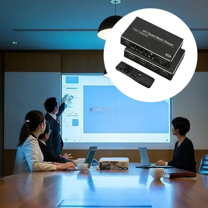

Aluminum Housing HDTV Video Splitter 4 in 1 out Switcher for Office and Home HX5E