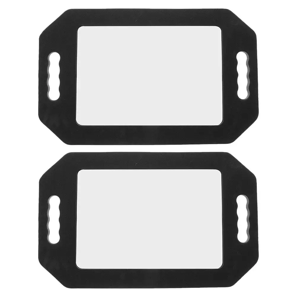 2Pcs Handheld Mirror High Definition Rectangular Unbreakable Foam Cushion Salon Barber Accessories Haircut Styling Mirror