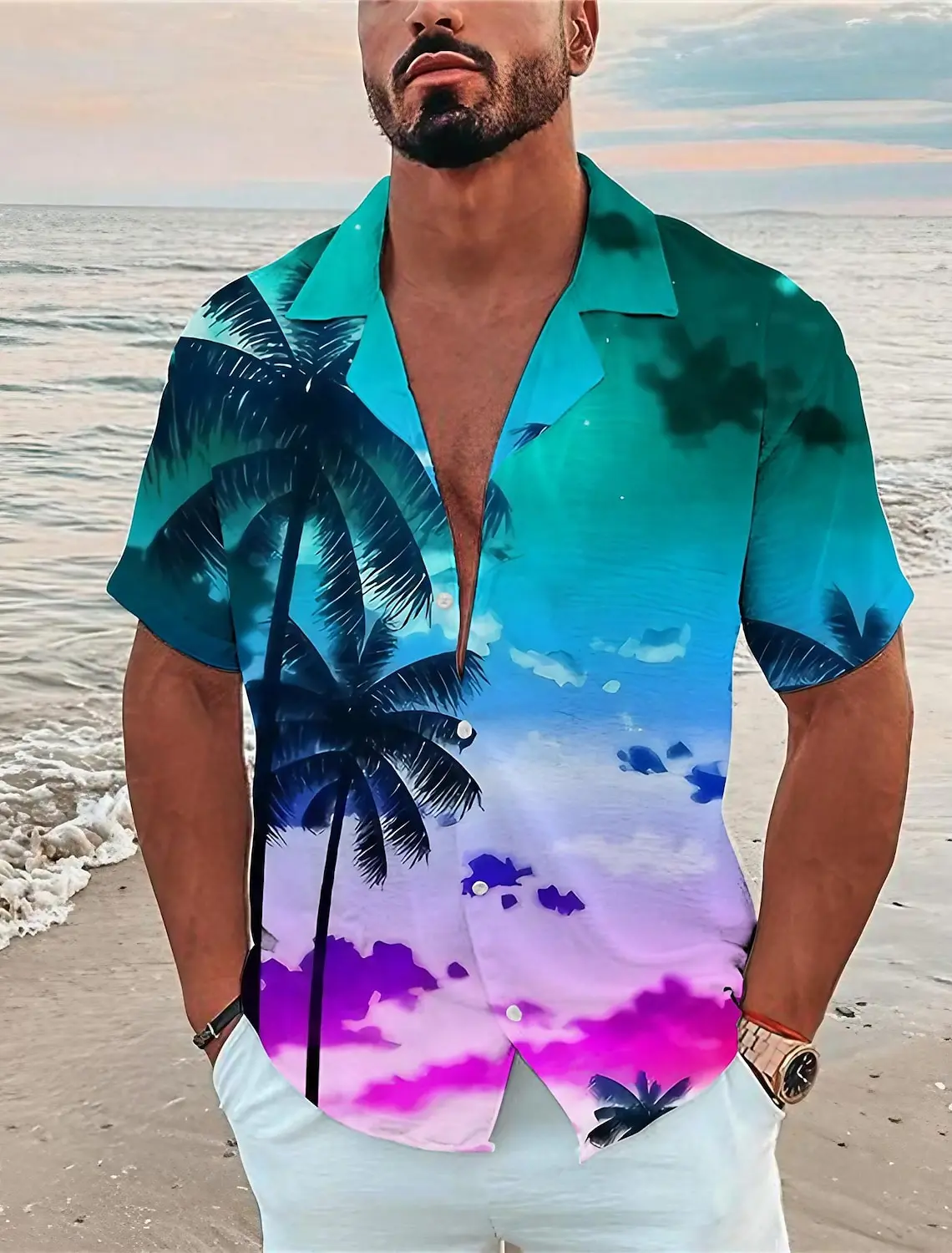 Men's Shirt Marine animals 3D Print Men's Clothing Oversized Summer Casual  Travel Hawaii Beach Hawaiian Harajuku Holiday Shirt