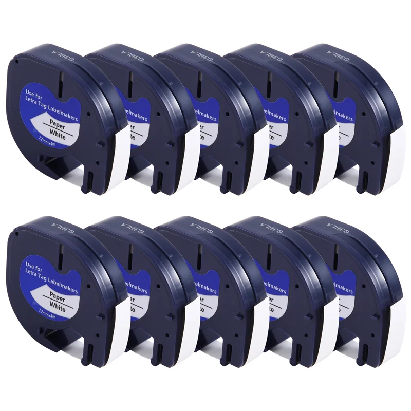 AF93-10 шт. стержни для изготовления этикеток для заправок Dymo Letratag 12 мм х 4 м, белая пластиковая лента для этикеток Letra Tag Plus LT Label Maker