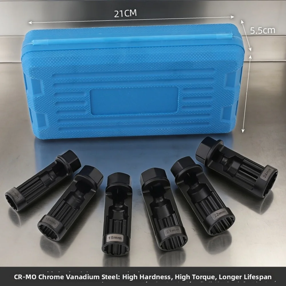 For CR MO Chromium Alloy Steel Socket Set for Shock Absorber Applications with 12-Point Grip and Phosphated Rust Protection