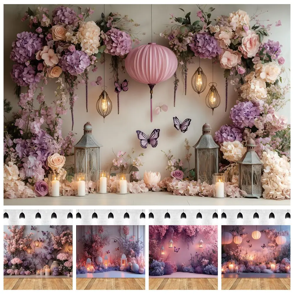 

Butterfly Flowers Birthday Party Photography Backdrop Baby Shower Kids Art Portrait Maternity Photo Photocall Background Decor