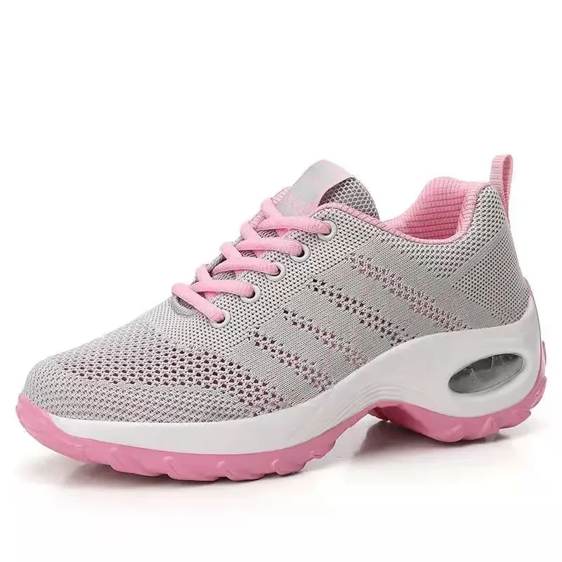 Zapatillas de deporte de malla con cojín de aire para mujer, zapatos informales a la moda, cómodos, transpirables, con realce, para verano