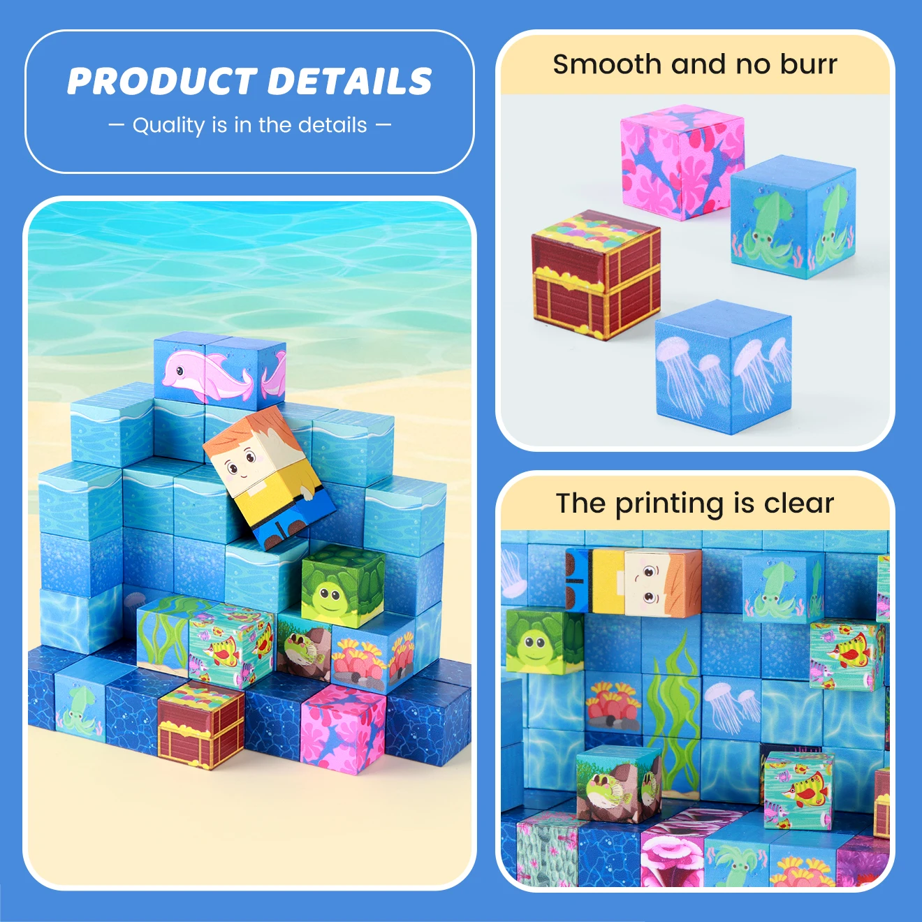 100PCS Magnetic Building Blocks Ocean Adventure Set,  3D treasure hunt fun, great birthday Christmas gift