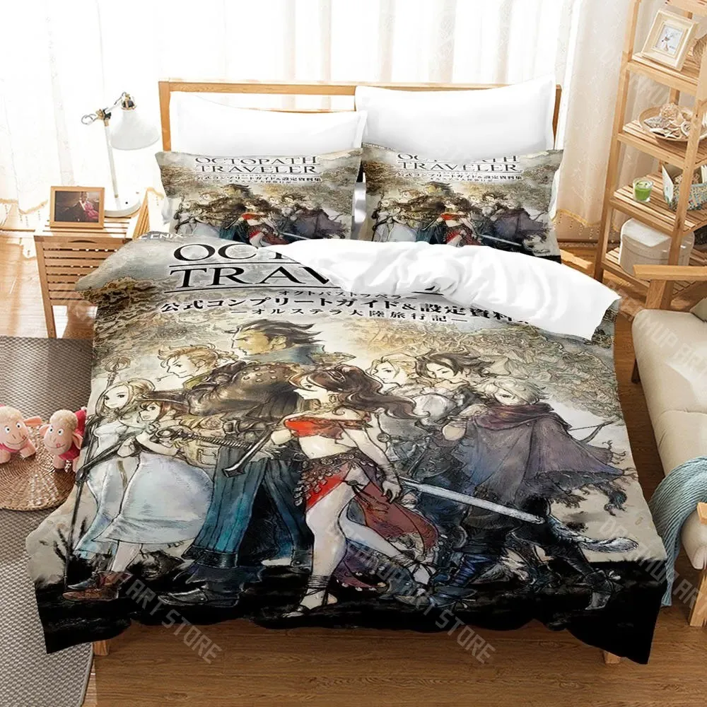 3D Printed Octopath Traveler Game Bedding Set for Boys Girls Duvet Cover Pillowcase Twin Queen King Full Single Double Sizes