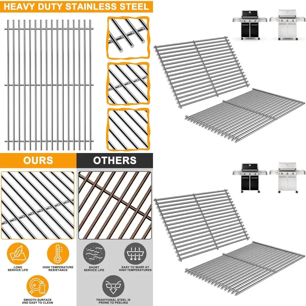 

4-Burner Grill Grates for Genesis II GS4 E-310 E-330 E-315 E-325 S-345 Replacement Parts, Compatible with Genesis II/II LX300 Se