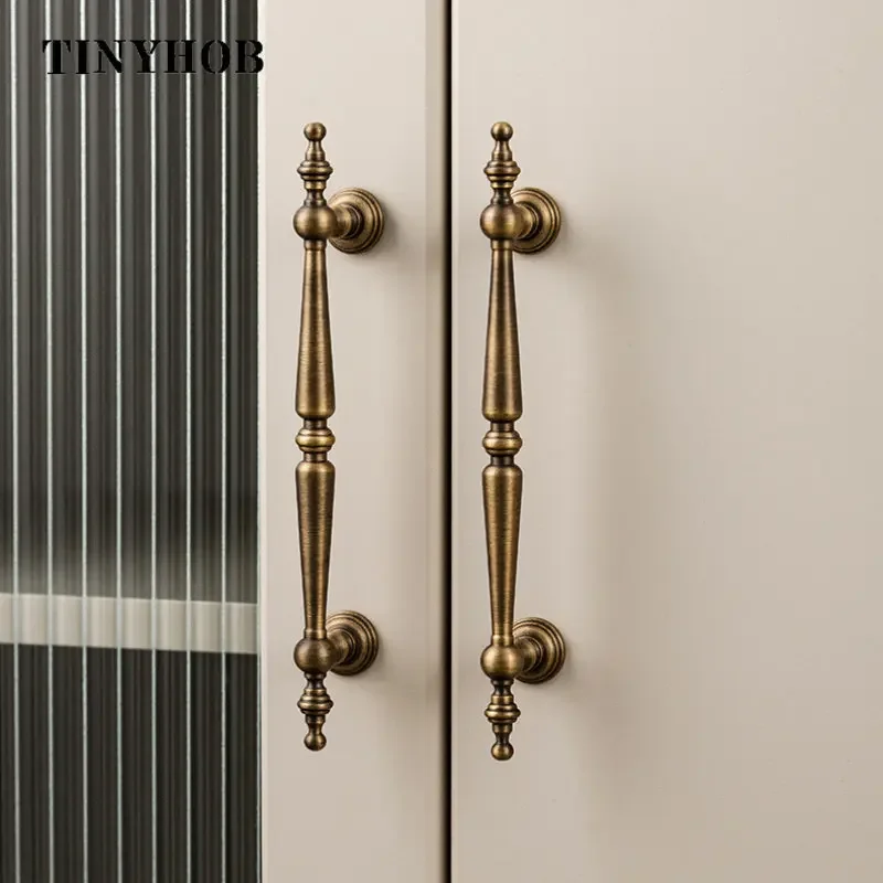 European  Vintage Bronze / Vertical lines Solid Brass Drawer Knobs T bar Handle Bedroom Pulls Kitchen Cabinet Door Handle Pull
