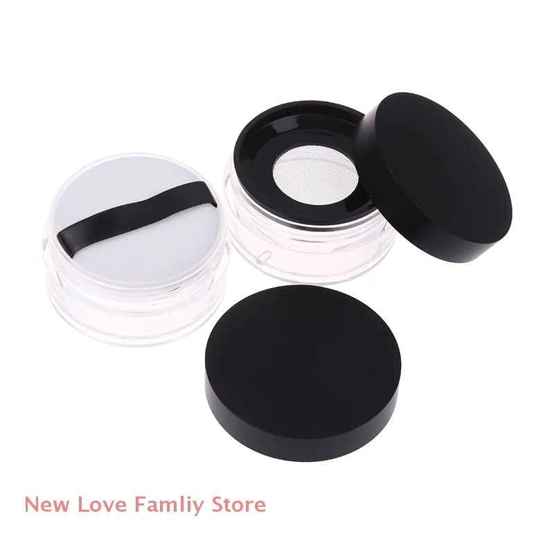 Portable Plastic Powder Box Handheld Empty Loose Powder Pot With Sieve Cosmetic Travel Makeup Jar Sifter Container