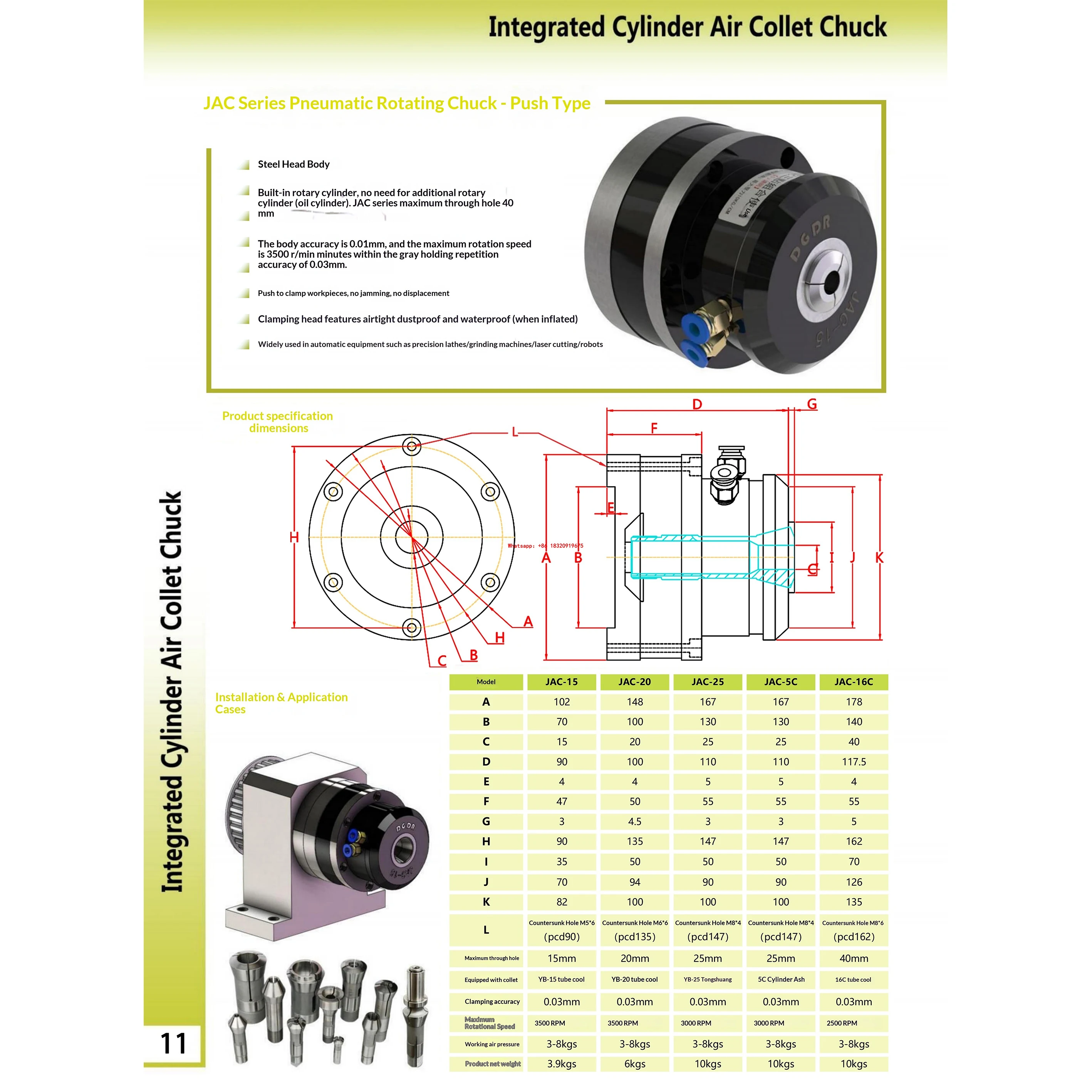 Cyclmotion CNC Compact Mini Rotary Chuck Spindle Unit JAC-T8-D with DR-10 Automated Pneumatic Chuck