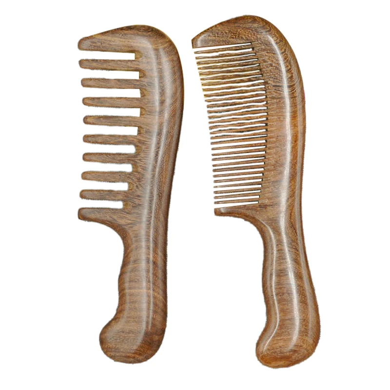 Natural Sandalwood Hair Combs Anti-Static Wooden Comb Massager Long Wide Tooth Detangle Sandalwood Comb Hair Care Household Gift