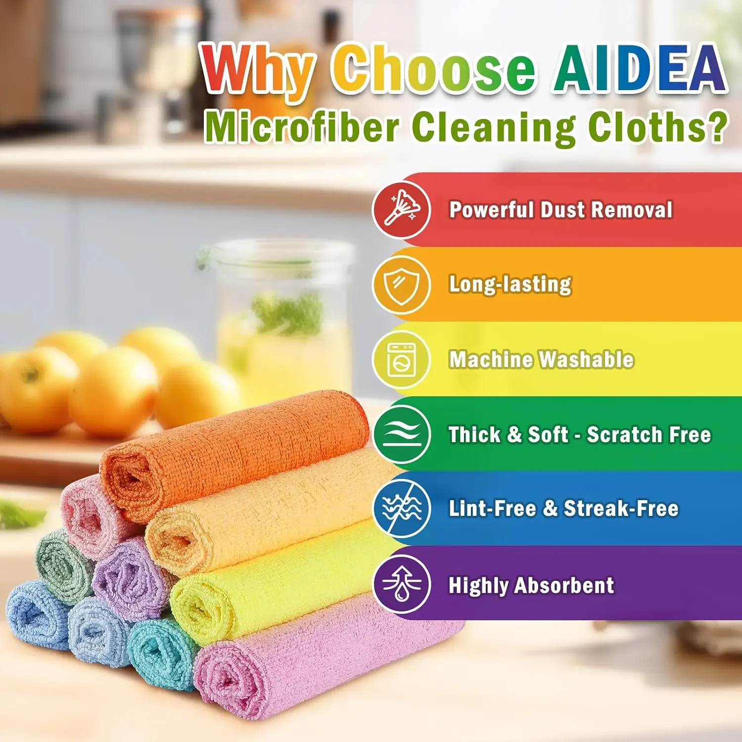AIDEA Microfiber Cleaning Cloth, 20PK, Cleaning Rags,11.5