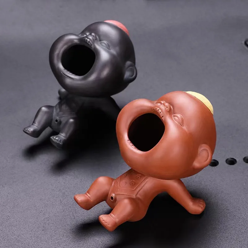 Cute Purple Sand Urine Boy Tea Pet Household Can Raise Tea Table Ornaments Fun Peeing Doll Tea Toy Set Accessories