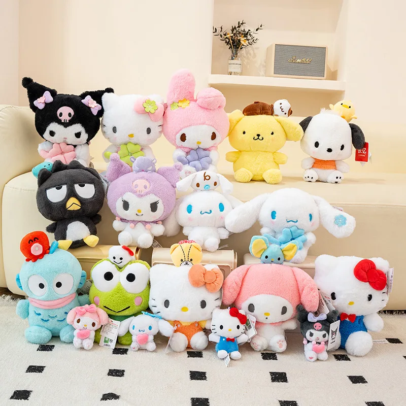 

Sanrio Kawaii Hello Kitty Kuromi Cinnamoroll мягкая плюшевая игрушка мелодия кукла комфортная подушка для сна кулон плюшевая игрушка подарок для девочек
