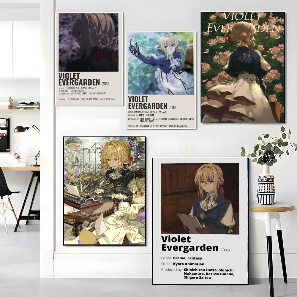 anime V-Violet Evergarden-N Painting Calligraphy Boho Botanical Decor for Living Room Elegant Home Style